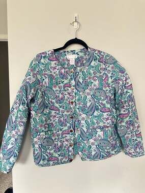 Stella Parker Women's Lightweight Quilted Cardigan Jacket Paisley Small